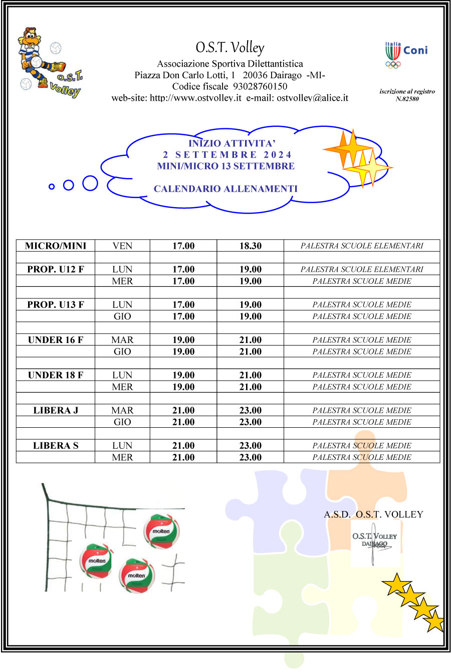 Orari palestra 2024/2025